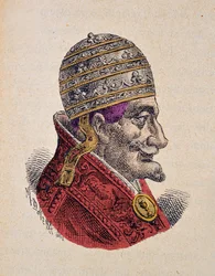 Portrait of Pope Innocent XI (1676-1689) (engraving with later colouration)